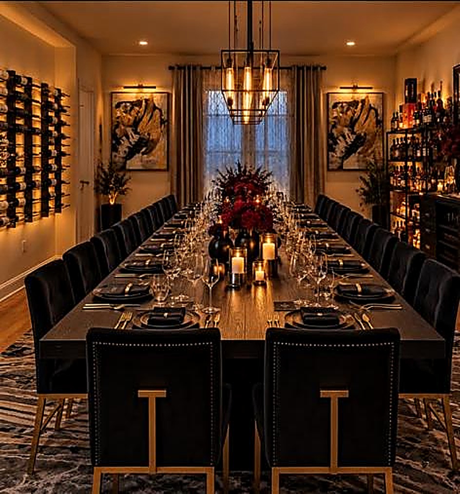 The Skeleton Key long table, set for dinner